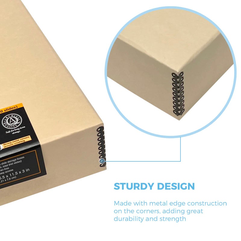 Lineco, Archival Slide Storage Box 15.5" x 11.5" x 3", Holds Up to 840 Films, With 6 Inner File Cases, Tan - Image 5